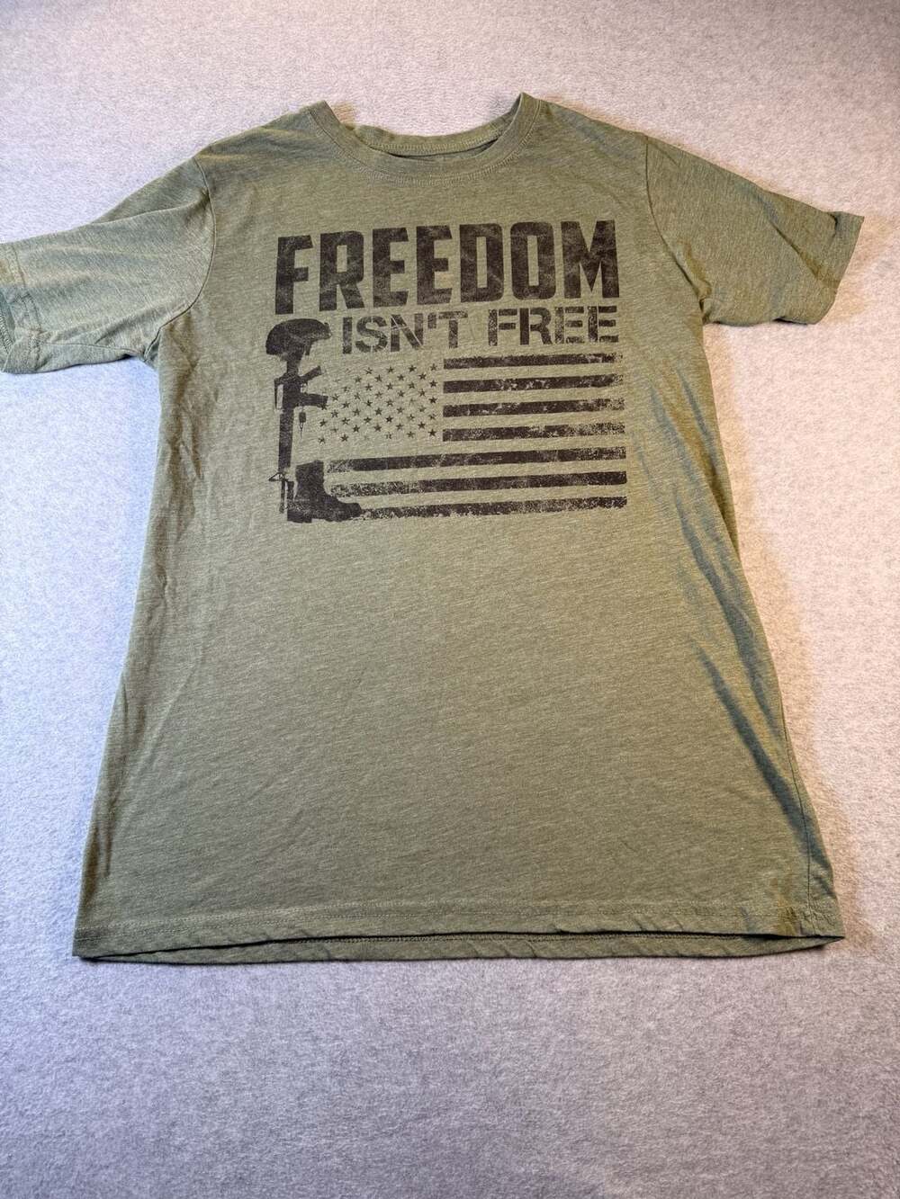 Home of the Brave Freedom Isn't Free Military Green Graphic T-Shirt